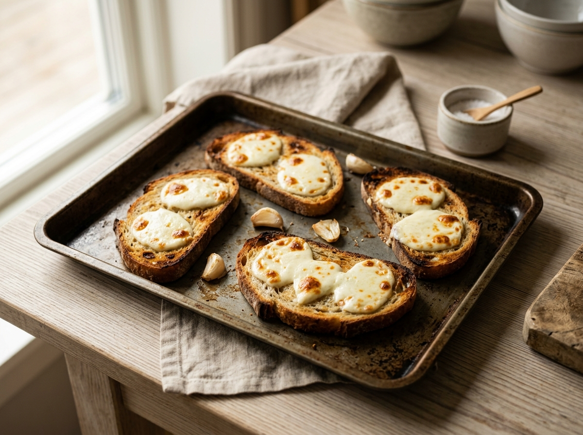 Rist brødet med mozzarella