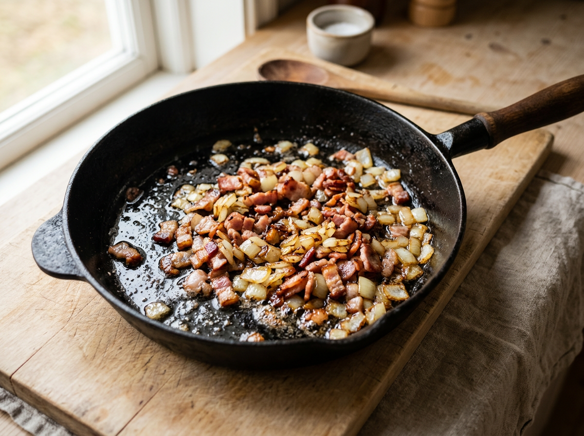 Steg bacon og løg